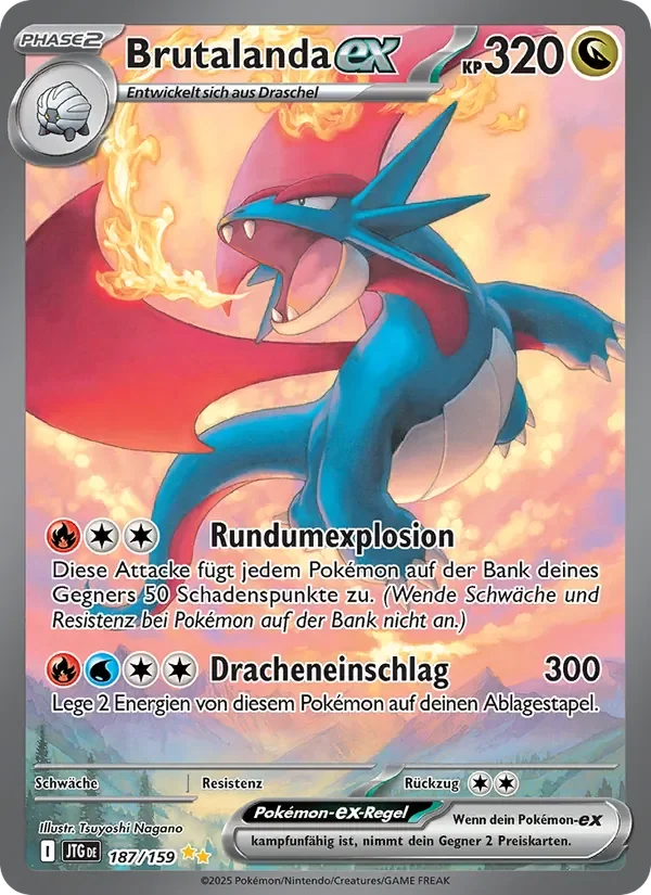 Deutsche Pokémon-Karte Brutalanda-ex 187 aus Reisegefährten