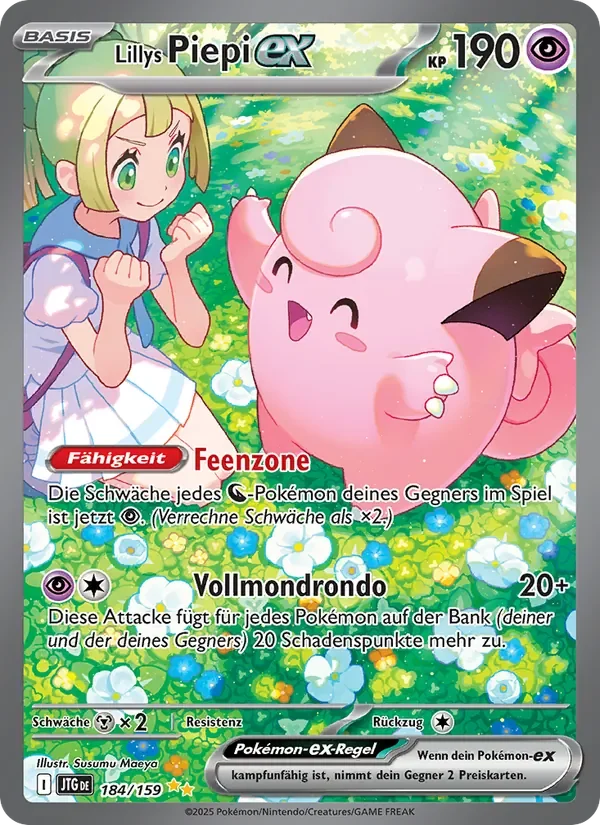Deutsche Pokémon-Karte Lillys Piepi-ex 184 aus Reisegefährten